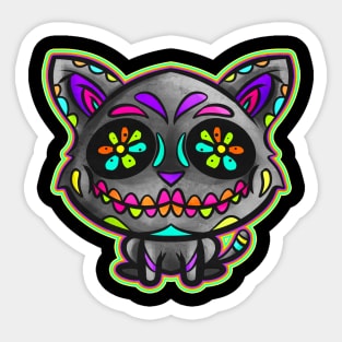 Cute Kawaii Dia des los muertos Cat Day of the Day Sticker